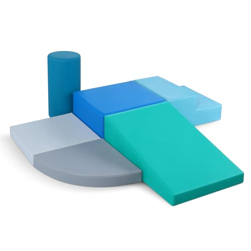 Conjunto de 6 blocos de espuma para crianças: Couro PU blocos psicomotricidade infantil - conjunto de cilindro para interior infantil conjunto de tripar e gatear presente para bebés