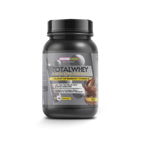 Healthy Fusion Whey Protein Colágeno e magnésio | Assimilação rápida | Aumenta a massa muscular, melhora os seus exercícios desportivos e promova a correta recuperação muscular, chocolate duplo 1000 g