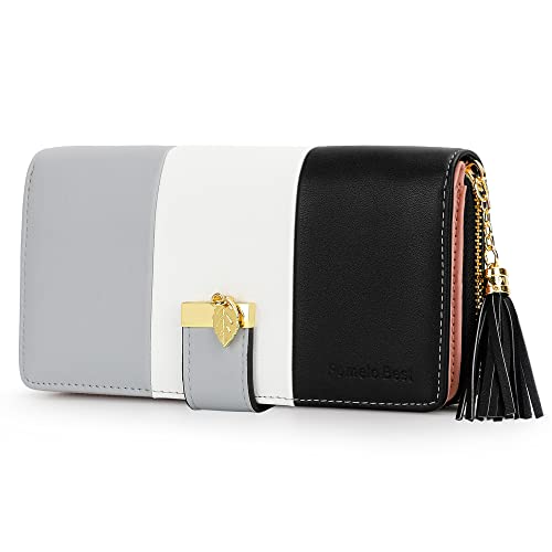 Pomelo Best Carteiras mulher carteira de mulher de grande capacidade de couro de mulher com RFID bloqueio malas compridas de mulher com fecho de correr de bolso
