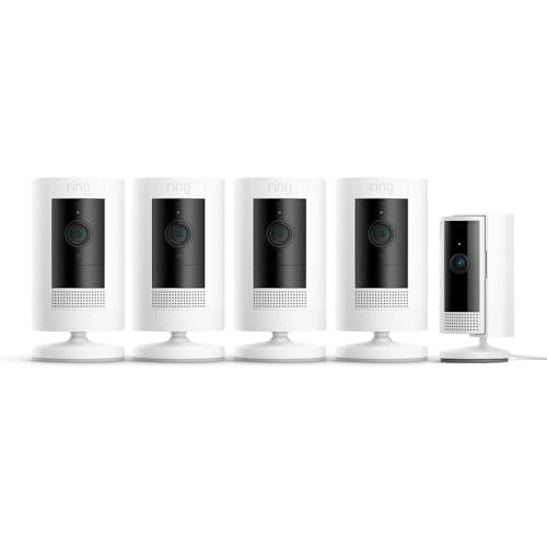 Ring Cámara exterior con batería Pack de 2 (Stick Up Cam) + Cámara interior (Indoor Camera 2.ª gen.) | Cámaras de vigilancia wifi con vídeo HD, comunicación bidireccional | 30 días gratis de Ring Home