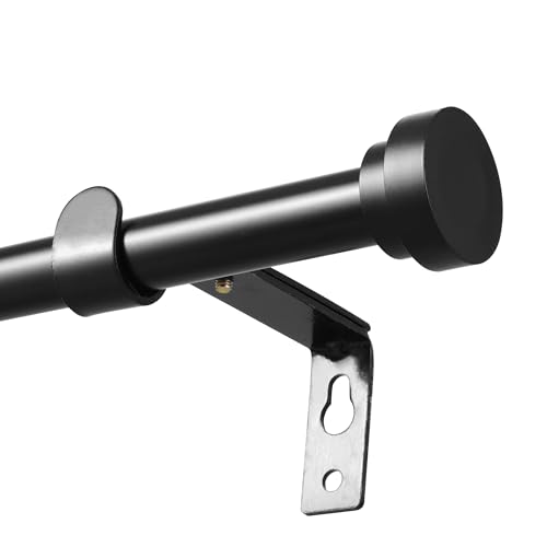 Barra de cortina preta, varão de cortina ajustável 67-107 cm com ferragens de aço inoxidável, adequado para decoração de interiores, pendurar artigos de cortina