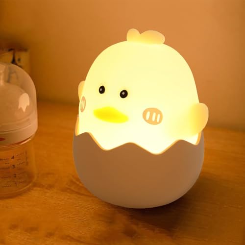 Luz de presença infantil, Kawaii pato luz bebé de noite suave de silicone, controlo tátil delicado, recarregável USB, portátil dormir LED candeeiro bebé noite, presentes para meninas e meninos
