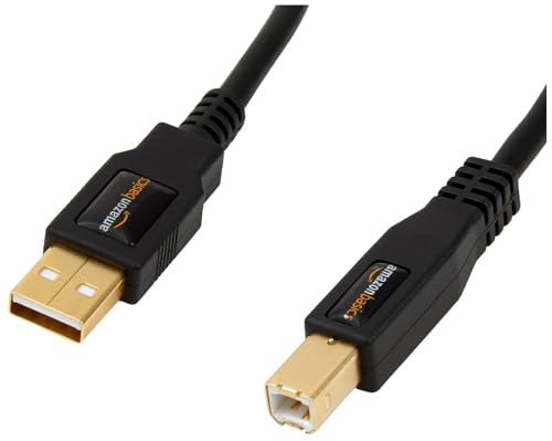 Amazon Basics Cabo 2.0 de tipo USB-A para tipo USB-B, 4,8 m, preto
