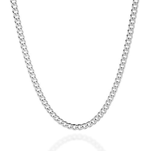 QUADRI - Colar elegante com corrente modelo cubana com diamante para homem/mulher de prata 925 - largura 5 mm - comprimento 41 | 46 | 52 | 56 | 61|66|76| cm - certificado Made in Italy