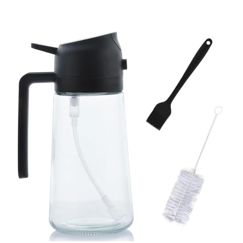 Irtyif Pulverizador óleo em spray, óleo em spray cozinha, pulverizador de óleo, difusor óleo cozinha, 470 ml 2 em 1 dispensador de óleo e pulverizador de óleo, para fritadeira de ar, churrasco, salada
