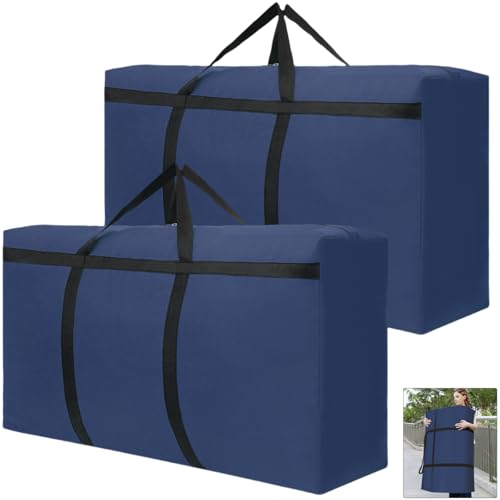 Yimomoyi 2 peças saco de armazenamento de 180 l, saco grande de armazenamento, saco de transporte 600D Oxford impermeável, saco guardar roupa com alça e fecho, sacos para guardar roupas mantas