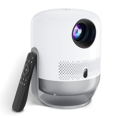 VISULAPEX Projetor portátil ± 360° Freestyle+foco elétrico: suporta Full HD 1080P, WiFi Bluetooth Projector 300 ANSI, ecrã de 200 polegadas, projetores cinema em casa para iOS/Android/PS5/HDMI