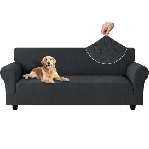 Ystyle Capa para sofá de 4 lugares, Couch Cover elásticas, capa para sofá anti-riscos gatos, forro para sofá antiderrapante, protetor de sofá antimanchas, lavável anti-cães, cinzento escuro