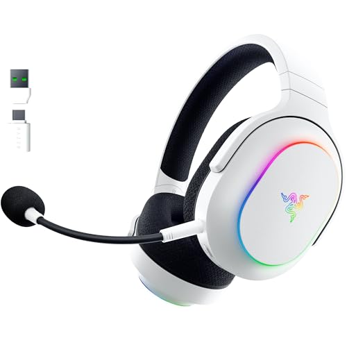 Razer Barracuda X Chroma - Auriculares sem fios para jogos multiplataforma com 6 zonas cromado RGB (SmartSwitch Hyperspeed e Bluetooth, altifalantes de 40 mm, microfone removível) branco