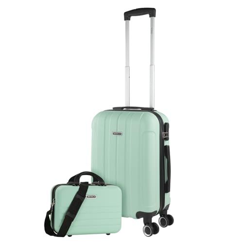 ITACA - Malas de viagem rígidas ABS - mala de viagem cabine, mala média e mala grande - pega telescópica, 4 rodas giratórias e cadeado de combinação