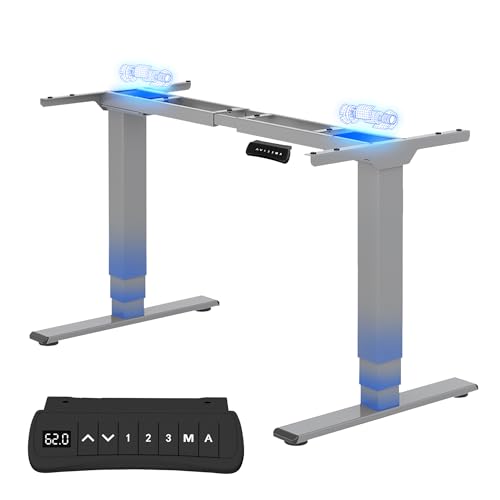 FLEXISPOT EC5 PRO Mesa elétrica elevável, capacidade de peso de 160 kg, 3 colunas 2 motores, 62-127 cm, mesa com altura ajustável, Standing Desk, mesa de aço com 4 botões de memória