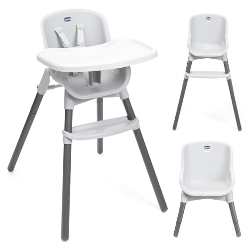 Chicco Zest Cadeira evolutiva para comida infantil de 6 meses a 40 kg, cadeira alta com assento lavável, arnês de 5 pontos e bandeja removível, fecho compacto, leve e com ocupação reduzida