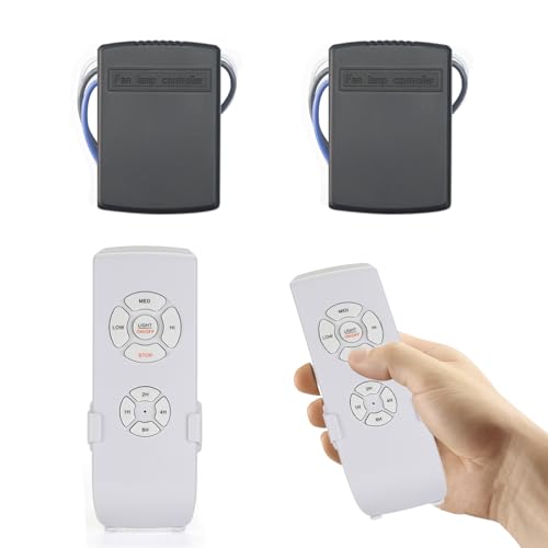 QIACHIP Controlo remoto para ventilador de teto tamanho pequeno com 3 velocidades, controlo de luz e 4 temporizadores para candeeiro de ventilador de teto 220 V 230 V 2 conjunto