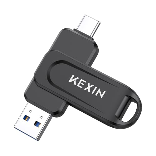 KEXIN 256 GB Memória USB tipo C e 256 GB 3.0 OTG 2 em 1 Pendrive para portátil, telefone e outros dispositivos USB ou tipo C