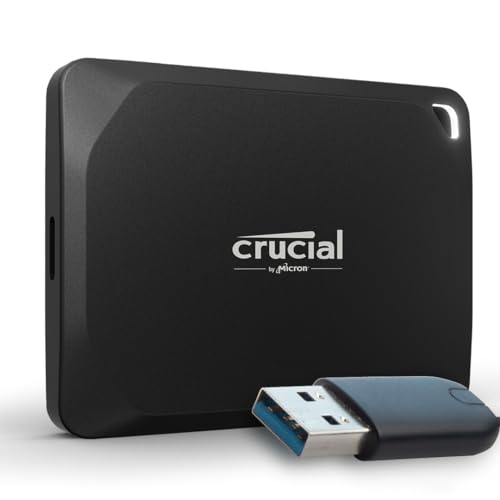 Crucial X10 Pro 4TB Portátil SSD com USB-A Adapter - Up to 2100 MB/s read and 2000 MB/s write - PC e Mac, com Mylio Fotos, USB-C 3.2 External Solid State Drive - CT4000X10PROSSD902