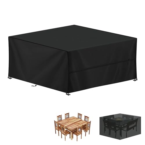 LAMUNI Capa para móveis de jardim, 230 x 230 x 85 cm, capa de mesa exterior impermeável, sofá de jardim, capa protetora para conjuntos de móveis e jardim, tecido Oxford 420D, anti-vento, quadrado