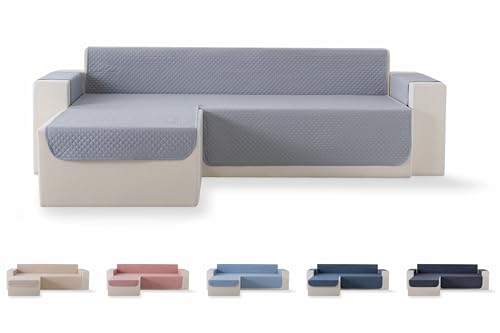 Todocama – Capa coberta para sofá, lugares, protetor de sofá acolchoado com ombos, respirável, fácil de limpar, (cinzento claro, haise esquerdo 240 cm)