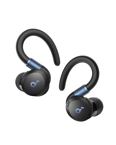 Soundcore Sport X20 Auriculares sem fios desportivos cancelamento de ruído, ganchos rotativos e extensíveis, graves profundos, impermeáveis IP68, resistentes ao suor e ao pó, longa reprodução