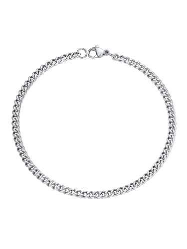 PROSTEEL Pulseira de corrente urbana de aço cirúrgico, 3,5 mm 6 mm 9 mm 12 mm de largura, 16 cm 19 cm 21 cm de comprimento, três tons opcionais (com caixa de presente)