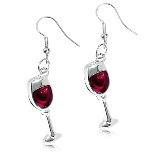 ZKGYUS Brincos em liga esmaltados para o dia dos namorados, em forma de garrafa de vinho tinto romântico, joias para mulheres e amantes presente de ação de graças, M, Metal