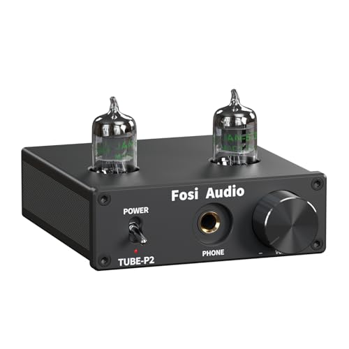 Fosi Audio P2 Amplificador de auriculares de tubo pré-amplificador de tubo de vácuo mini áudio estéreo de alta fidelidade com proteção de saída de baixo ruído de fundo para auriculares