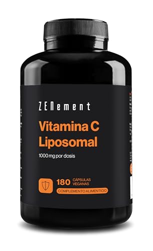 Vitamina C Lipossomal 1000 mg, 180 cápsulas, fornecimento de vitamina C pura de 3 meses, contribui para o funcionamento normal do sistema imunitário, vegan, Zenement