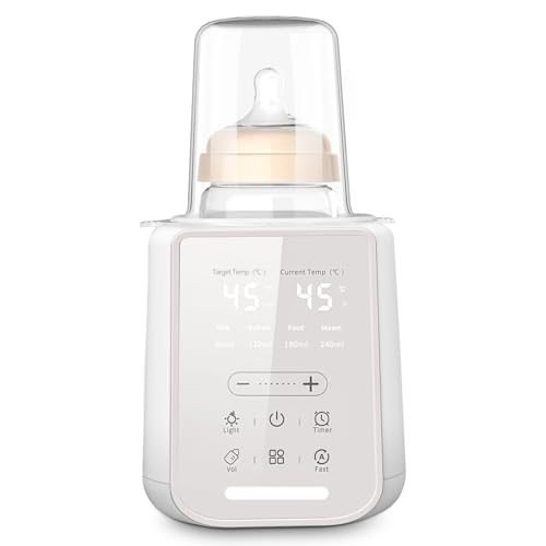 Vuxava Aquente babete portátil 8 em 1, aquecedor de babetes com esterilizador e função descongelada, luz noturna, temporizador para casa e carro