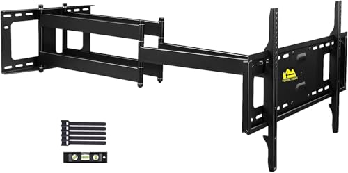 FORGING Mount Suporte de parede de TV de comprimento alcance 109 cm, braço articulado duplo, inclinação movimento completo e suporte de parede rotativo para TV de 50 - 90 polegadas, carga 75 kg, VESA
