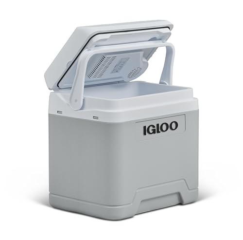 Igloo IE24 DC Geladeira elétrica, 24 litros, mini frigorífico com conexão de 12 V para carro, barco e lazer, cinzento