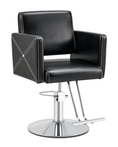 CO-Z Cadeira de cabeleireiro profissional com bomba hidráulica, cadeira de cabeleireiro com rotação de 360°, altura ajustável de 15 cm, capacidade 150 kg, poltrona de barbeiro para SPA, beleza,
