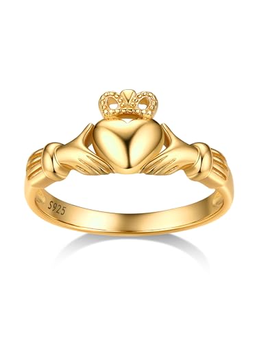 Bestyle Anéis mulher prata de lei 925 anel nó celta anel irlandês claddagh anéis de noivado tamanho 6,75 - 27,5