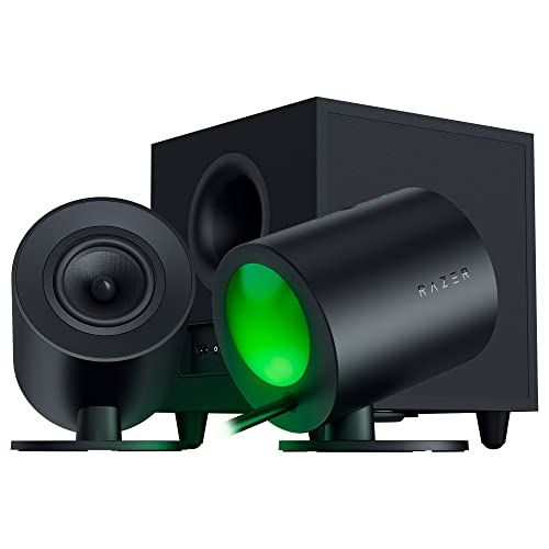 Razer Nommo V2 - Altifalantes Gaming de gama completa 2.1 para PC com subwoofer com cabo (diagragmas de gama completa de 3 polegadas com corretores de fase de alumínio, THX Spatial áudio) preto