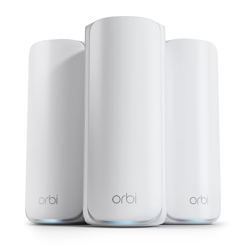 NETGEAR Orbi Mesh WiFi 7 Orbi série 870 (RBE873) | WiFi Mesh Router 2 extensões de gama de satélite, cobertura de até 600 m2, 150 dispositivos, porta de internet de 2,5 G