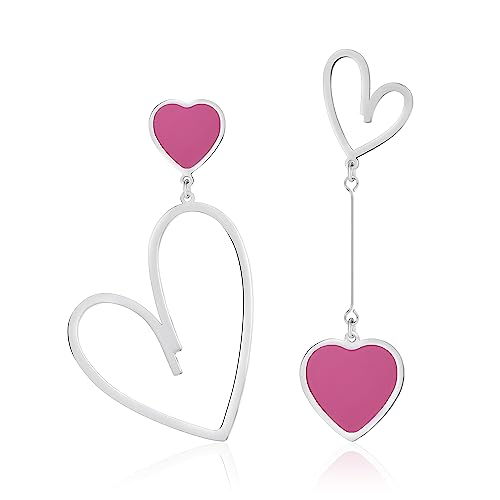 Linawe Brincos suspensos em forma de coração, brincos de aço inoxidável para mulher, brincos suspensos para casal, brincos para mulher