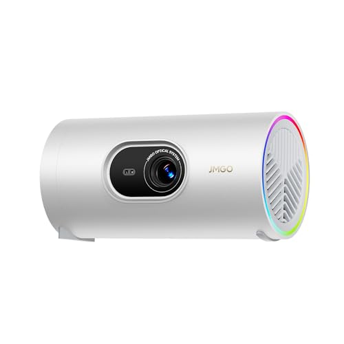 JMGO PicoPlay 1080P Projetor portátil inteligente, GTV, Netflix, 400 ISO lúmenes, 8 W Dolby Digital, 3D ativo, HDR10, mini projetor com Wi-Fi e Bluetooth para casa, exterior, inclui filtro ótico