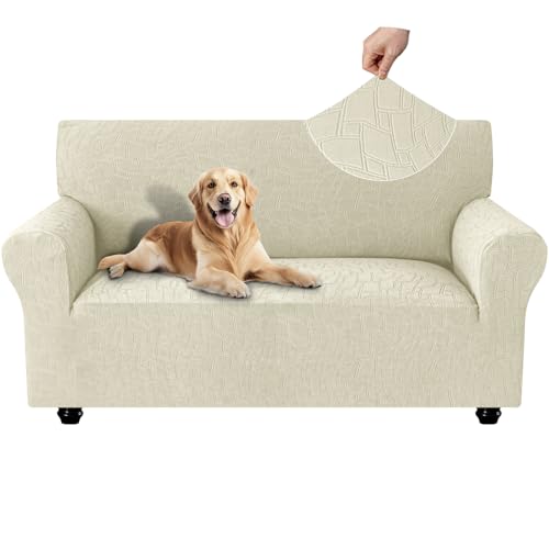 Ystyle Capa para sofá de 2 lugares, Couch Cover elásticas, capa para sofá anti-riscos gatos, forro para sofá antiderrapante, protetor de sofá antimanchas, lavável anti-cães, bege