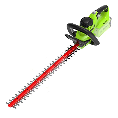 Greenworks G40HT61 Corta-sebes a bateria, lâmina de ação dupla 61 cm, ramos e hastes curtas, de até 27 mm de espessura, 3000 spm sem bateria (40 V) nem carregador, 3 anos de garantia
