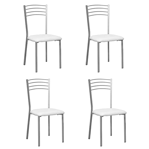 Shiito | Conjunto de 4 cadeiras de cozinha | assentos em couro branco | modelo SINTRA