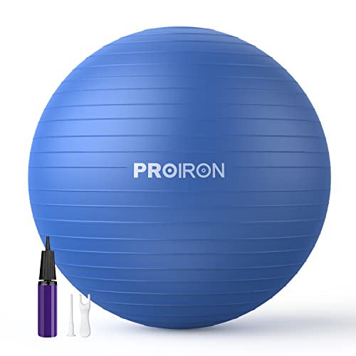 PROIRON, Bola de pilates, fitness, ioga, gravidez, desporto, futebol para exercícios, ginásio, 55/65/75 cm, anti-perfuração, inclui insuflador