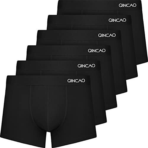 QINCAO Cuecas tipo boxers para homem, embalagem de 6 unidades, não arranham a pele, roupa interior de algodão (tamanho S-4XL)