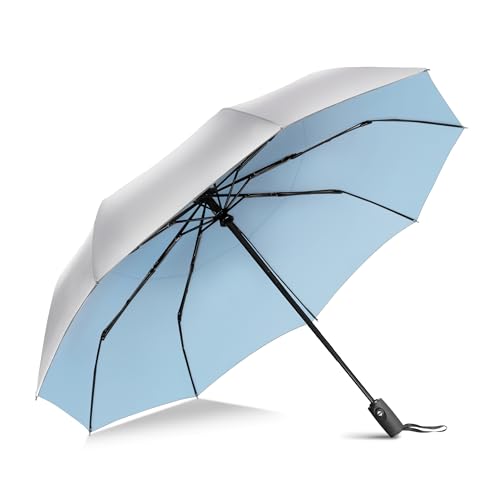ZOMAKE Guarda-sol, UPF 50+Guarda-chuva de proteção UV, guarda-chuva automático de abertura e fecho, guarda-chuva de revestimento de prata pequeno, guarda-chuva de bolso dobrável