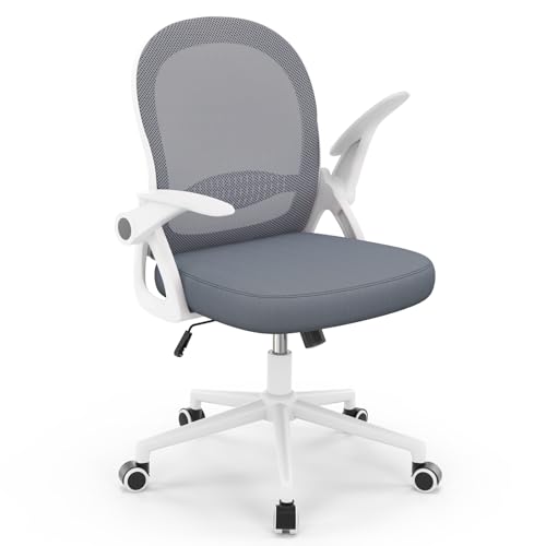 naspaluro Cadeira de escritório, cadeira de secretária ergonómica com malha respirável, apoios de braço batíveis, cadeira para computador de altura regulável, cadeira giratória de 360°, azul escuro