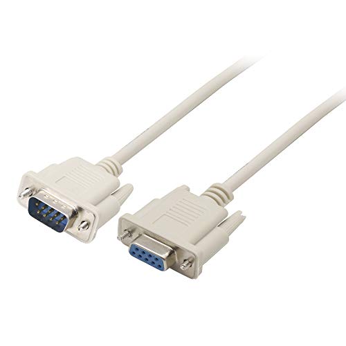 PNGKNYOCN RS232 Cabo série, DB9 cabo de extensão reto de 9 pinos macho para fêmea para computadores, impressoras, scanners (1,5 m)