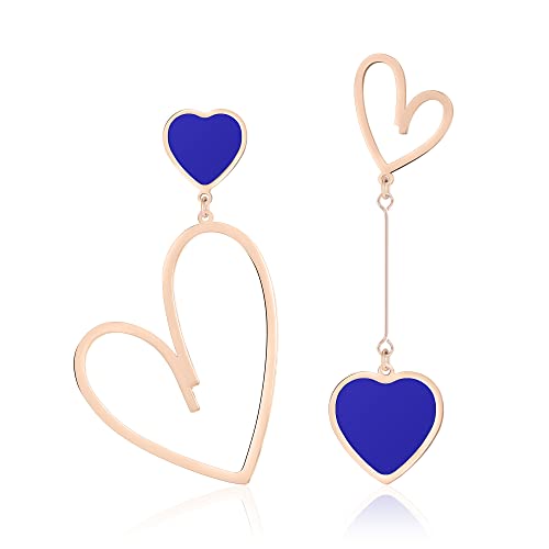 Linawe Brincos suspensos em forma de coração, brincos de aço inoxidável para mulher, brincos suspensos para casal, brincos para mulher