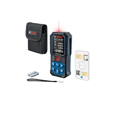 Bosch Professional Laser Measure GLM 50 C (Data Transfer Via Bluetooth, 360° inclination Sensor, Range: 0.05–50 m, 2 x 1.5 V Batteries, Protective Bag)