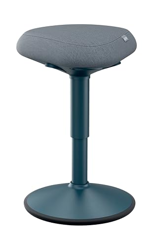 Leitz Ergo Banqueta ergonómico com acolchoado duplo, altura ajustável 47 a 64 cm, para trabalho sentado, cobertura fabricada com 100% de material reciclado pós-consumo, cinzento escuro, 65440089