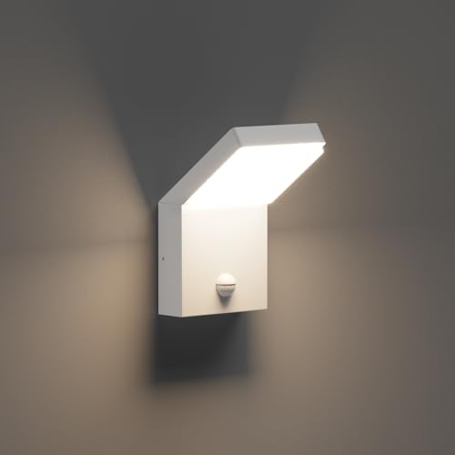 Klighten Apliques exteriores 24 W LED com sensor de movimento, luzes de parede IP65 impermeável, candeeiro de parede moderno alumínio para terraço, corredor de entrada, 1500 LM, branco natural 4000 K,