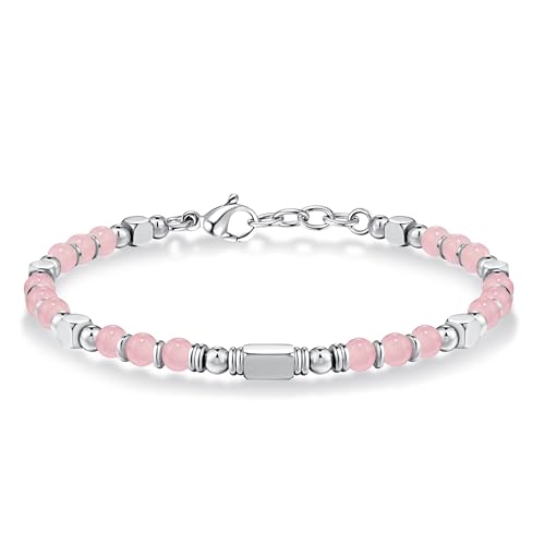 SIUMAL Pulseira de mulher, pulseira boémia de pedra natural em aço inoxidável para mulher, presente de aniversário, presente de Natal para mãe