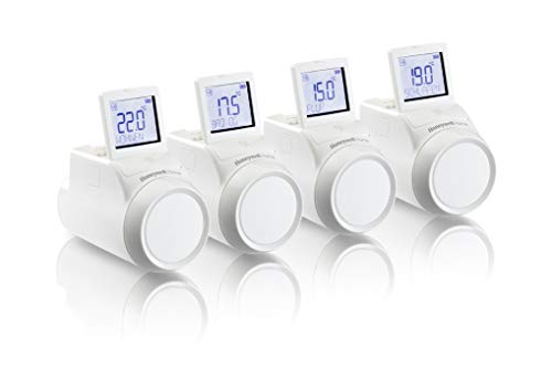 Honeywell Home THR0924HRT Termostatos de radiador sem fios para sistema evohome, modelo europeu, branco (conjunto de 4)
