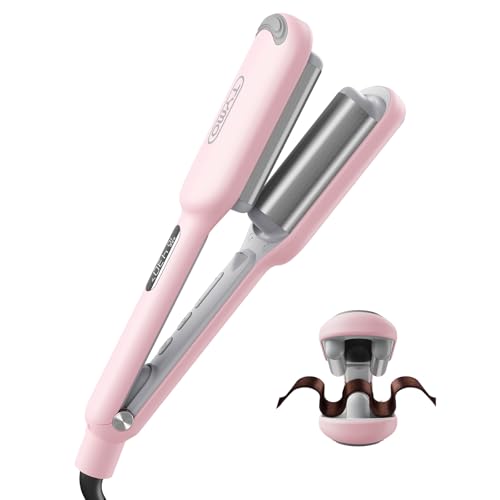 TYMO ROVY Modelador de cabelo ondas, Beach Waves ferro ondas 25 mm para grandes cachos, ideal para iniciantes, rolos ondulados instantâneos, onduladores de cabelo iónico com 4 temperaturas, ecrã LED